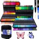 Artecho 168 Colors Markers for Adult Coloring Books, Dual Tip Markers for School, Fine and Brush Tip for Adults Coloring Books, Calligraphy, Drawing, Sketching