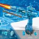 Electric Water Gun for Adults Kids, Transparent Automatic Squirt Watergun with Water Spray Sound and Led Lights, Summer Outdoor Water Pistol Pool Beach Party Toys for Boys Girls, Blue