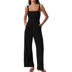 QINSEN Womens Casual Loose Overalls Jumpsuit Square Neck One Piece Sleeveless Wide Leg Rompers Outfits , size medium QINSEN Womens Casual Loose Overalls Jumpsuit Square Neck One Piece Sleeveless Wide Leg Rompers Outfits , size medium