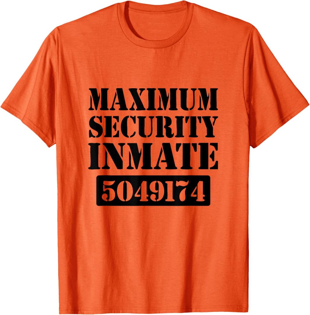 Prisoner Costume Orange Prison Uniform Halloween Jail Inmate T-Shirt, Size: Small