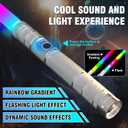24.5inch Light Up Swords Sabers(Only Rainbow Color),Dueling Light Sword for Adults and Kids,FX SoundMotion Sensors) and Metal Hilt,Type-C Rechargeable,Halloween Xmas Toys Present ,Galaxy War Fighters
