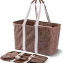 CleverMade Collapsible LUXE Tote - Reusable Grocery Shopping Storage Bag Organizer w/Handles Reinforced Bottom (Pretty in Peony)