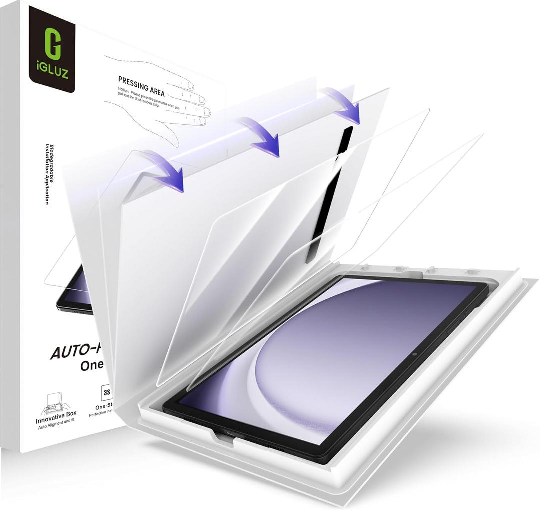 iGluz 2 Pack 9H Tempered Glass Screen Protector for Samsung Galaxy Tab A11 Plus/A9 Plus (11 inch) with Easy-Install Alignment Tray,A11 +/A9 +,Bubble Free,HD Clear,Scratch Resistant,S Pen Compatible