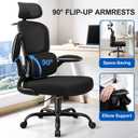 ALLGOD Ergonomic Office Chair, Mesh Desk Chair with Lumbar Support, High Back Home Office Chair with Adjustable Headrest and Flip-Up Arms, Comfortable Computer Chair, Thick Cushion, 300 LBS, Black