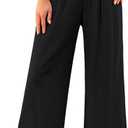 GRAPENT Wide Leg Capri Pants for Women High Waisted Linen Flowy Pleated Capris Cropped Trousers Pants Dressy Casual (S)