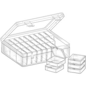 THYSSEN Bead Organizers Box 30Pcs Plastic Mini Clear Storage Cases with 1pcs Hinged Lid Rectangle Case, forJewelry Beading diamond painting Crafts Screws Small Parts of Containers