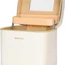 Luxury Fashion Makeup Box, Portable Leather Hard Cosmetic Case With Mirror, Sturdy Train Case Make Up Box For Women Adults (Yellow)