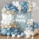 Dusty Blue White Sand Balloon Arch Garland Kit-145pcs Neutral Nude Dusty Blue Balloons for Birthday, Christening, Baby Shower, Bridal Shower, Baptism Decorations