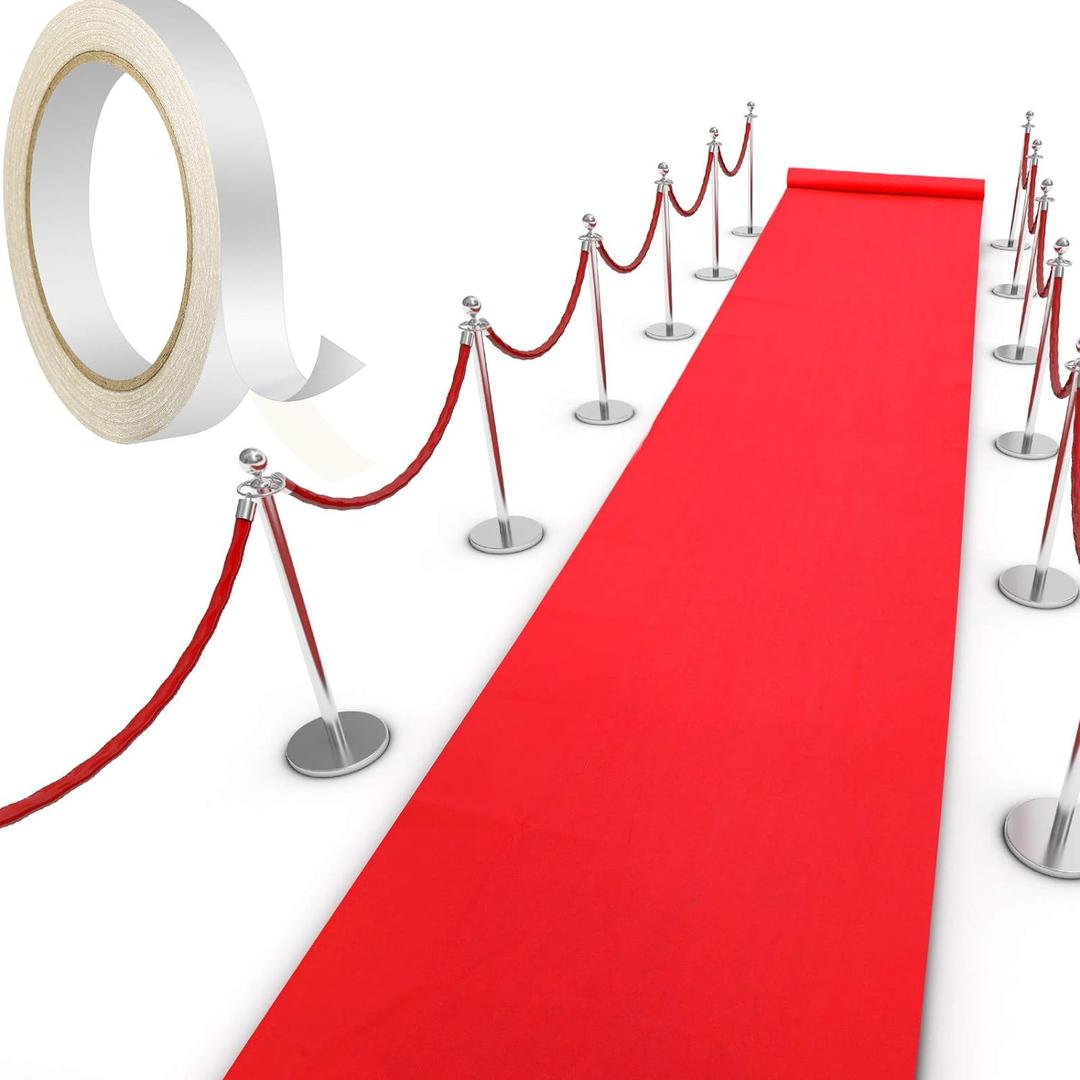 Shappy Red Carpet Runner Rug for Party 55gsm Thickness with 1 Piece Carpet Tape for Wedding Christmas Xmas Christmas Outdoor Accessories, Wedding Party Hallway Rug(2.6 x 30 Feet)