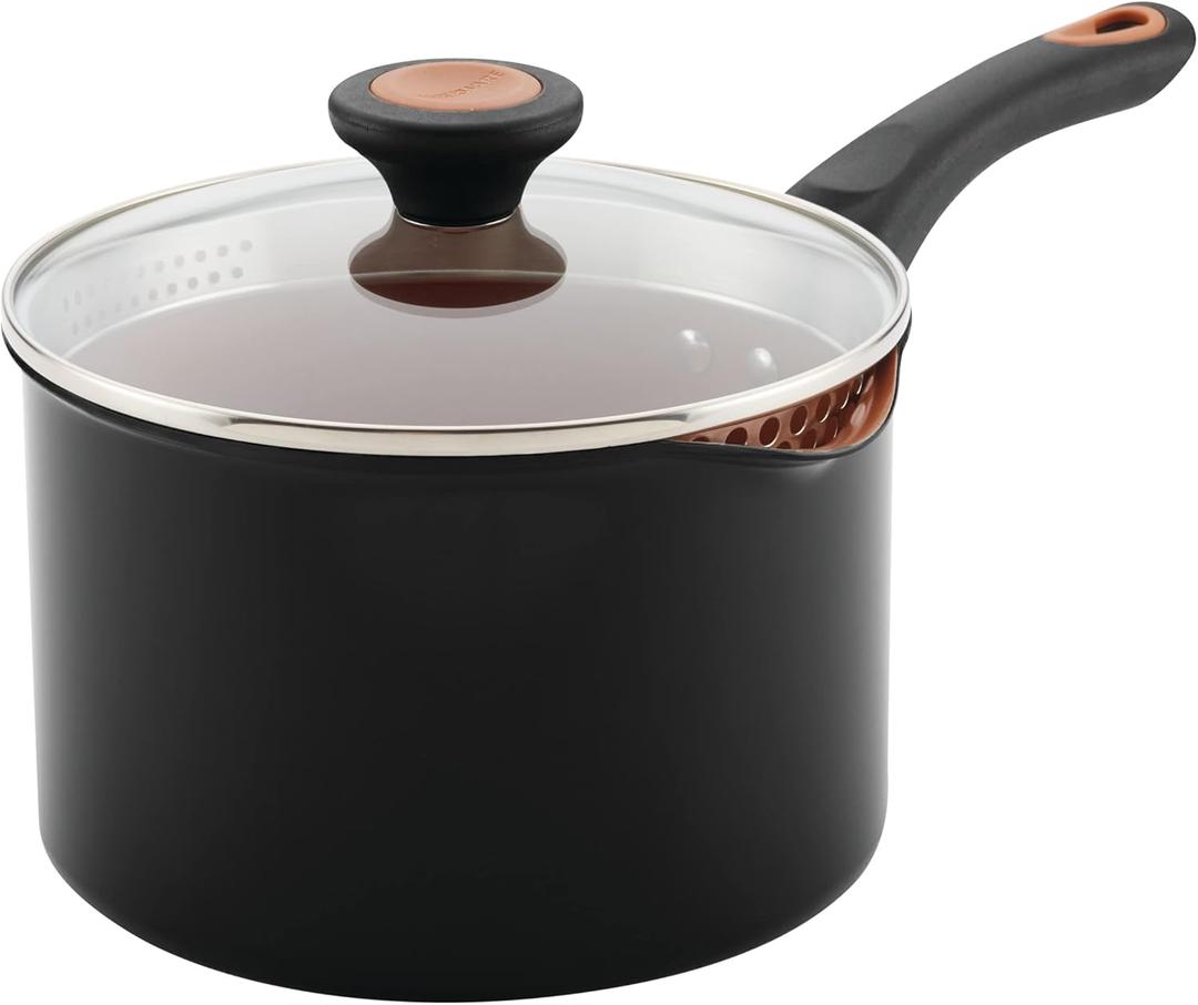 Farberware Glide Nonstick Sauce Pan/Saucepan with Straining and Lid, 3 Quart, (Black) Farberware Glide Nonstick Sauce Pan/Saucepan with Straining and Lid, 3 Quart, (Black)