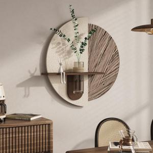 Troartos 3D Textured Neutral Abstract Wall Art with Vase, White and Brown Wall Decor with Rabbit Decoration, Minimalist Geometric Artwork for Living Room Hallway Dining Room Bedroom Office, 24x24 In