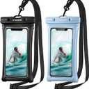 CACOE [Floatable] Floating Universal Waterproof Phone case 2 Pack-Up to 7.0",Phone Pouch with Adjustable Neck Lanyard,IPX8 Cellphone Dry Bags for Vacation Water ActivitiesBlack+Light Blue