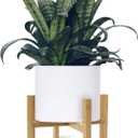 DAORFAA Bamboo Plant Stand, Flower Potted Holder, up to 8 Inch Pot - Nature, Mid Century Modern (Pot Not Included) (1 Pack)