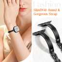 Mosonio Slim Bracelet Bands for Apple Watch Women, Elegant Designer Dressy Metal Band with Embedded Silicone Accents for iWatch, Easy-Adjust Link Strap Compatible with Apple Watch Series 11/10 (42mm), Series 9/8/7 (41mm), Series 6/5/4/SE (40mm), Series 3/2/1 (38mm) - Black + Black