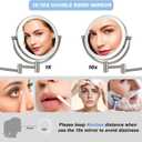 Wall Mounted Lighted Makeup Vanity Mirror with Magnification, 8 Inch Double Sides 10X Magnifying Bathroom Mirror 3 Color Lighting Touch Dimming, Extended Arm Shaving Mirror Hard Wired, Brushed Nickel