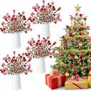 Liliful 40 Pcs Christmas Candy Cane Hanging Ornament Christmas Tree Curly Picks Twisted Lollipop Peppermint Strips and Bells Strips Candy Cane Decor for Xmas Tree Topper Party(Red, Green, White)