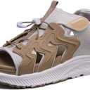 WateLves Womens Wide Orthopedic Diabetic Sandals Summer Walking Hiking Water Outdoor Sandals with Adjustable Strap Comfortable Plantar Fasciitis Arch Support (Brown)