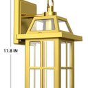 Gold Dusk to Dawn Outdoor Wall Lantern 11.8" Modern Wall Sconce Light Fixture, Industrial Porch Light, Waterproof Farmhouse Exterior Lamp Lighting