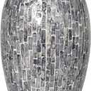 Deco 79 Mother of Pearl Shell Handmade Decorative Vase Mosaic Inspired Centerpiece Vase, Flower Vase for Home Decoration 8" x 8" x 15", Gray