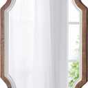 Farmhouse Oval Mirrors for Wall 16 X 22 Inch, Hanging Vintage Oval Mirrors for Bathroom, Distressed White Rustic Wood Framed Entryway Mirror with Scalloped Corner Living Room