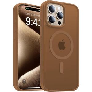 Magnetic for iPhone 15 Pro Max Case[Compatible with MagSafe][Military-Grade Drop Protection][Anti-Yellowing]Shockproof Protective Translucent Matte Cover for iPhone 15 Pro Max Phone Case,Brown
