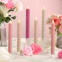 Baquler 6 Pcs Valentine Pastel Pink Flameless Taper Candle Twisted LED 9.65 Inch Taper Candles Battery Operated Spiral Candlesticks for Valentine Wedding Birthday Home Party Holiday Dinner Fireplace