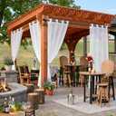 HolidayIdeas White Outdoor Sheer Curtains for Patio Waterproof, 4 Panels - 54 x 84 Inch - Light Filtering Voile Outside Curtains Grommet Drapes for Front Porch, Gazebo, Pergola, Backyard