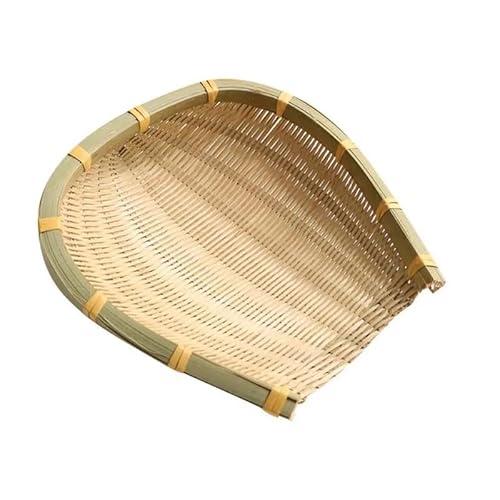 Farmhouse Bamboo Weaving Basket - Open Bamboo Sieve Handwoven Drying Basket for Fruit and Vegetable Storage (XL)