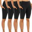 WHOUARE 4 Pack Biker Yoga Shorts with Pockets for Women,High Waisted Athletic Running Workout Gym Shorts Tummy Control (Black, XXXL)
