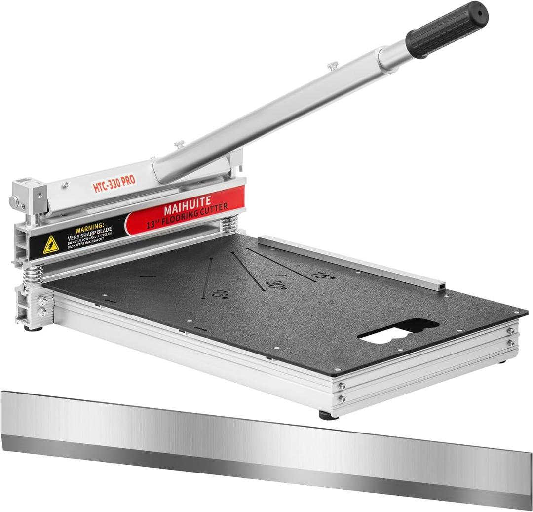 Laminate Floor Cutter 13" with Spare Blade – Cuts Laminate, Engineered Hardwood, Vinyl Plank, LVT, LVP, SPC, WPC, VCT, Siding – Adjustable Angle Cutting, Up to 17mm Thick, Durable Aluminum Alloy
