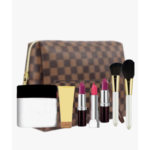 Makeup Bag, Cosmetic Bag, Portable Leather Large Checkered Makeup Bag, 2 Pack Large Capacity Travel Cosmetic Bag for Women, Lightweight Design and Waterproof Toiletries Bag Christmas Gifts