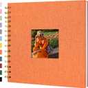 8 x 8 Inch Scrapbook Photo Album Linen Cover 20 Sheets/ 40 Pages, Hardcover Kraft White Pages Memory Book, for Travel Wedding Guest Book Christmas Baby Shower Fits 4x6 & Instant Photos, Orange