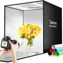 Photo Light Box Photography, Takerers Bi-Color Dimmable 24 x 24 inch Background Studio Shooting Tent Kit, 6 Color Backdrops, 3000-5600K Lighting Booth, Foldable Picture Lightbox