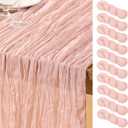 DeZerlor Pink Cheesecloth Table Runner 10 Pack Summer Table Runners Boho Gauze 120 Inches Cheese Cloth Table Decor for Wedding Bridal Baby Shower Parties