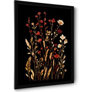 Black Bathroom Wall Art Prints Modern Framed Wall Art Decor Black Gold Flowers Wall Art Decorations Canvas Art Wall Decor Wall Pictures for Bathroom Botanical Hallway Over Bed Wall Art Decor 8x10 Ins