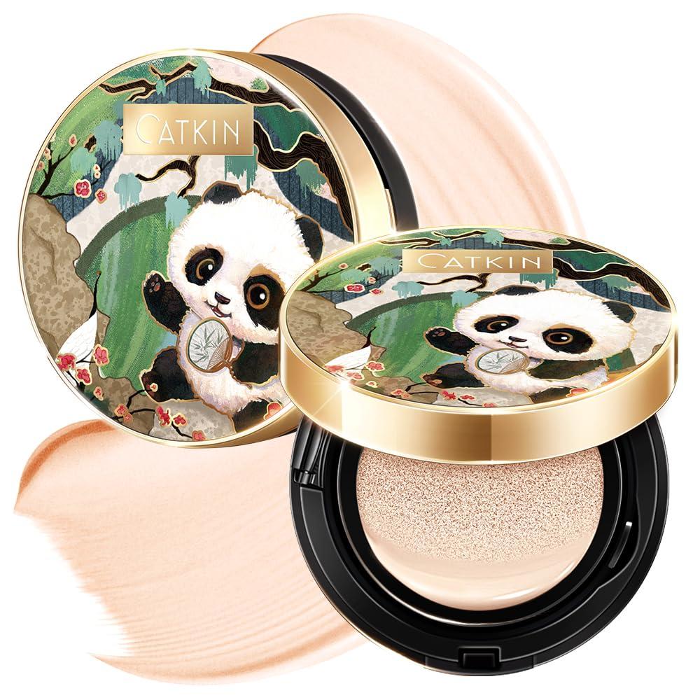 CATKIN Panda Land Full Coverage Cushion Fondation, Breathable Hydrating Nourishing Poreless Face Makeup Save for Sensitive Skin,Sheer Finish (C01 Fair) (1 Ounce (Pack of 1))