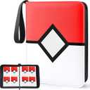 Trading Card Binder 4-Pockets, Card Binder Fits 400 Cards with 50 Removable Sleeves, Card Folder for MTG, TCG, Game Cards & Sports Cards-Red