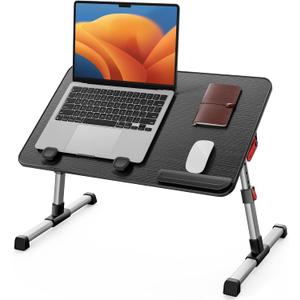 SAIJI Laptop Bed Tray Table, Adjustable Home Office Standing Desk Portable Lightweight Foldable Lap Desk for Sofa Couch Floor Working Studying Reading Writing Eating,Fit Up to 17" Laptop(LargeBlack)