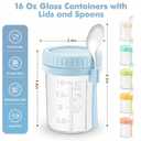 4 x DRKIO 6 Pack Overnight Oats Containers with Lids and Spoons 16 Oz Glass Mason Jars for Overnight Oats Leak Proof Oatmeal Container Great for Cereal Fruit Vegetable Milk Salad Yogurt Meal Prep