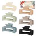 Auseibeely 6 Pack Square Claw Clips for Women Girls,Rectangle Hair Clip 3.35" Medium Non-slip Claw Clips, Strong Hold Matte Jaw Claws for Thin/Medium Hair Banana Jaw Clips Accessories Gift (Light)