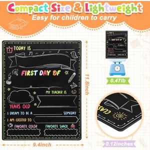 Back to School Double-Sided Chalkboard Sign Reusable Student Keepsake for First Day of Preschool to College for Capturing Memories Easy to Clean Versatile Use