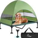 Upgraded Elevated Dog Bed with Canopy, Portable Raised Outdoor Dog Bed with Stable Anti-Slip Feet, Wider Shade Pet Bed Cot, Raised Pet Beds for Large Pets Camping, Indoor & Outdoor Use