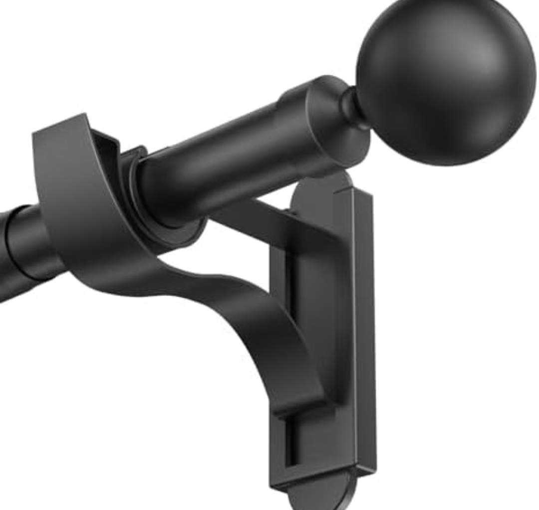 Goyugore Curtain Rods for Windows 48 to 84 Inch: Upgraded Klick Fit Black Curtain Rod 1 Inch Diameter Adjustable Metal Drapery Rod Heavy Duty Extendable Cuitain Poles With Orb Finial