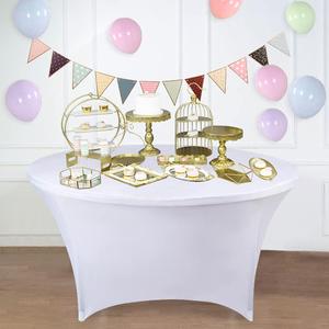 SSYAQRA 48in White Spandex Tablecloth 4FT 48 in White Round Stretch Tablecloth Elastic Washable and Wrinkle Resistant Stretch Table Cover for Wedding Event & Parties