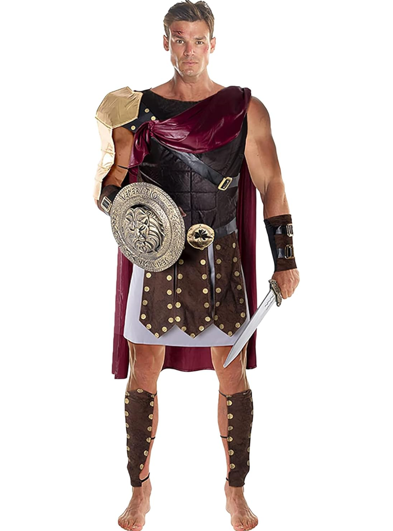 Morph Roman Gladiator Costume for Men, Knight and Spartan Warrior Adult Costume Size XL