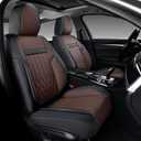 KEYOOG 2-Seater Waterproof and Breathable Nappa Leather Car Seat Covers Full Set, Fit for Front Seats of Cars, Compatible with Airbags, Car Seat Protector Covers for Most Cars - Black Coffee