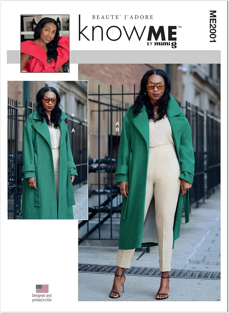 Know Me Misses' and Women's Coat and Trousers Sewing Pattern Packet by Beaute' J'Adore, Design Code ME2001, Sizes 10-12-14-16-18