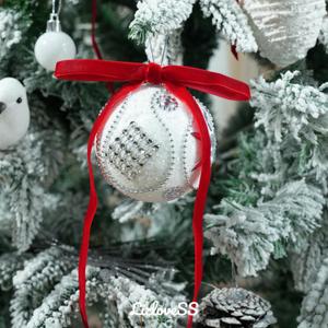 Red Velvet Ribbon Christmas Bow 5 x 7 Inches Premade Red Bows for Christmas Tree Hanging Decorations Gift Wrapping Wreaths Crafts Outdoor Indoor Home Decor Wedding, Pack of 24