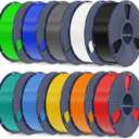 SUNLU PLA Plus 3D Printer Filament, 1.75mm, 10 Colors | 10KG Bundle, Neatly Wound, 1kg Spool, Black+White+Grey+Green+Blue+Grassgreen+Bluegrey+Pureyellow+Red+Orange