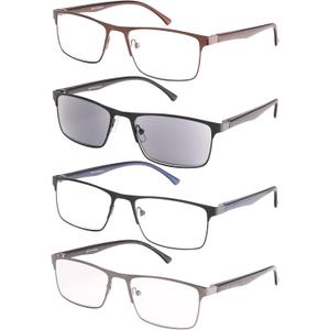 4 Pack Reading Glasses for Men,Blue Light Blocking Computer Glasses,Full Frame Readers Anti UV/Eye Strain/Glare3.0 (Mix)